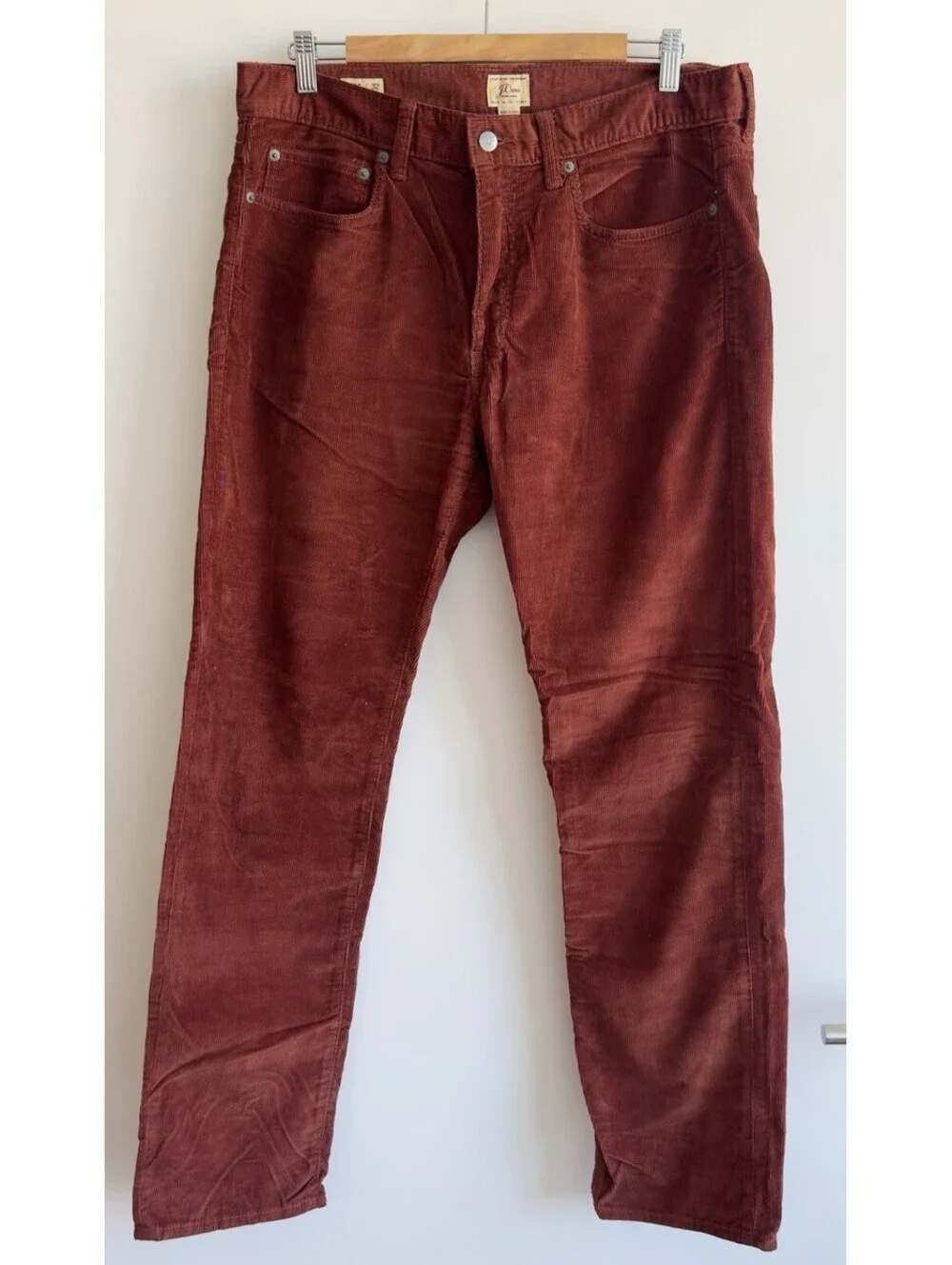 J.Crew 770 Straight Fit Corduroy Pants Rust Brown 34x32 100% Cotton